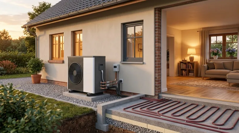 Wärmepumpe + Fußbodenheizung